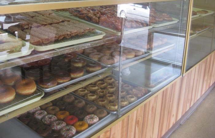 Donut case at Ronald's Donuts in Las Vegas, Nevada.