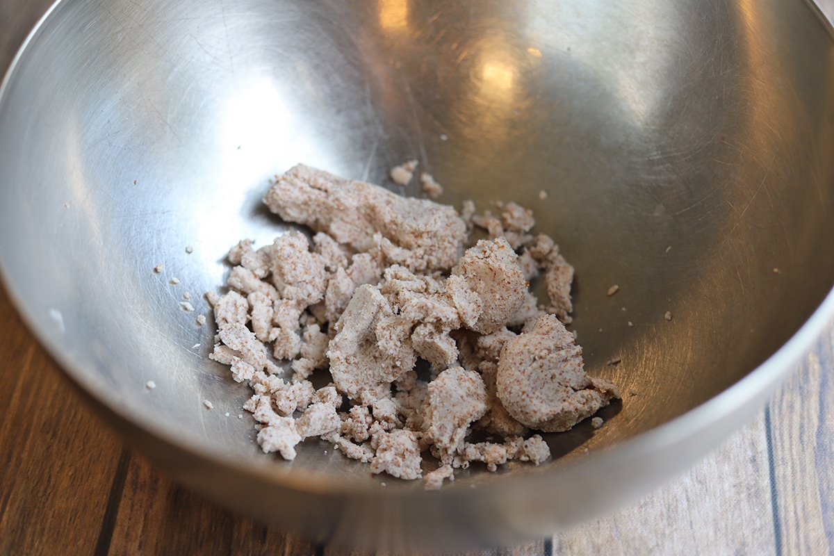 Almond pulp in bowl.