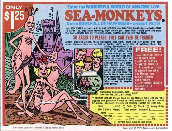 Advertisement for Sea-Monkeys.