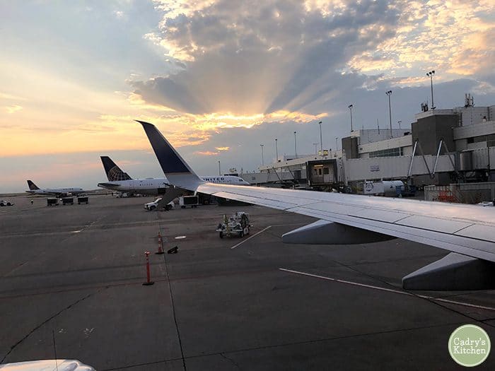 Airplane wing & exterior Denver International Airport.