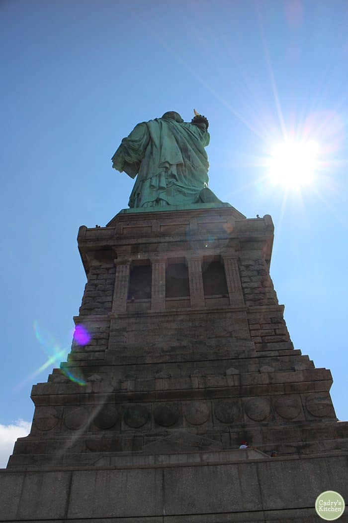 Pedestal & back of Statue of Liberty on Liberty Island, New York