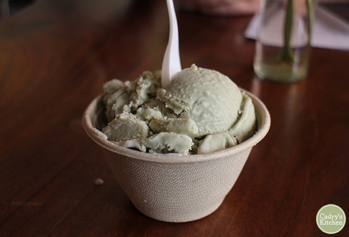 Scoop of vegan ice cream at Van Leeuwen in New York City.