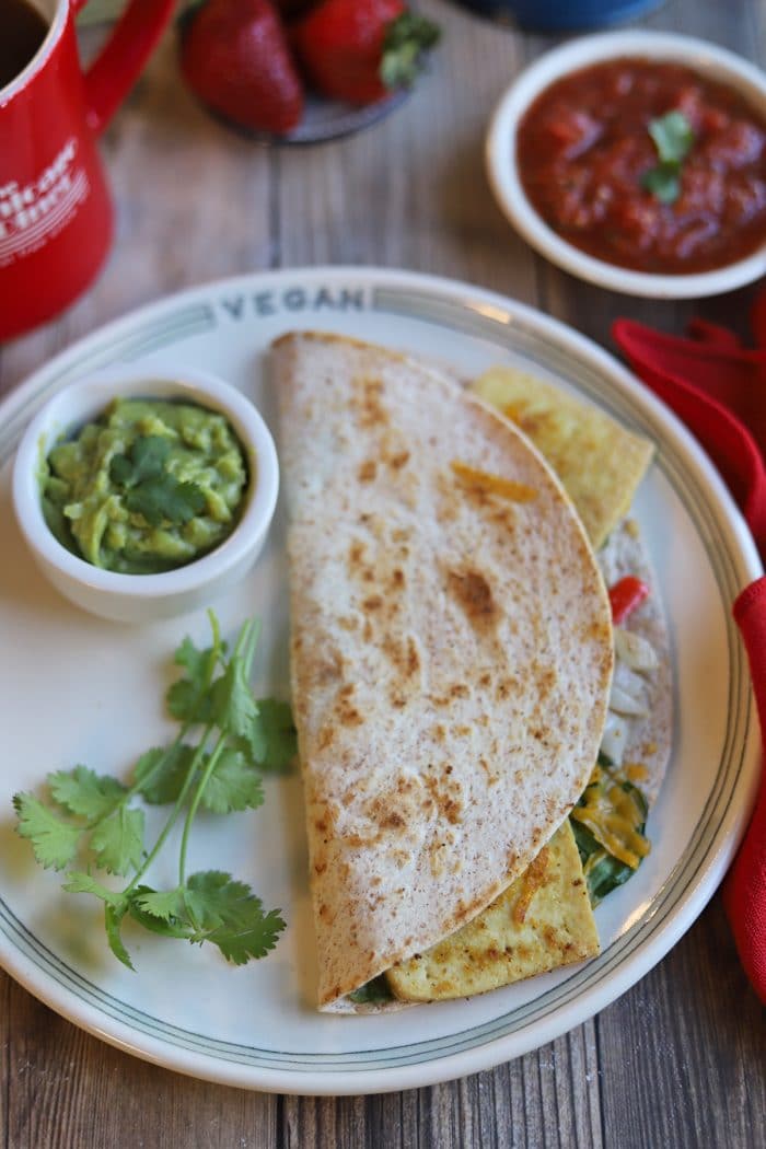 Breakfast quesadilla with eggy tofu & bell peppers Cadry's Kitchen