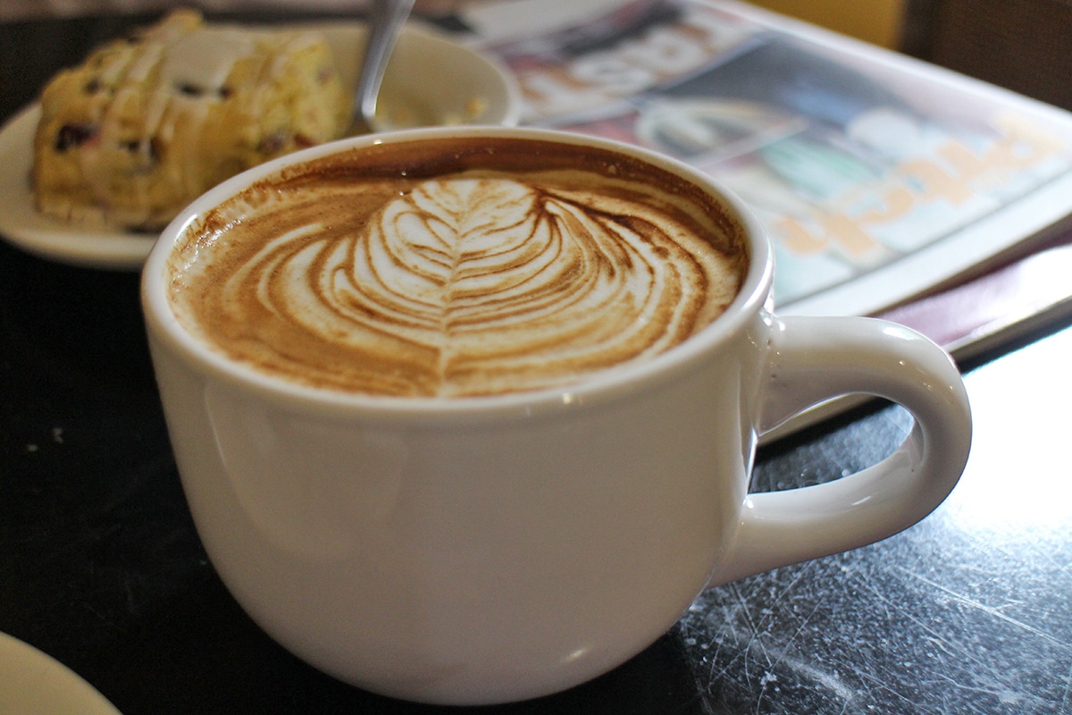Latte in large mug.