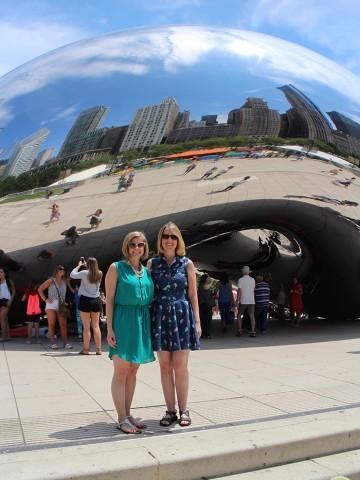 Kristy and Cadry in front of Cloud Gate in Chicago.