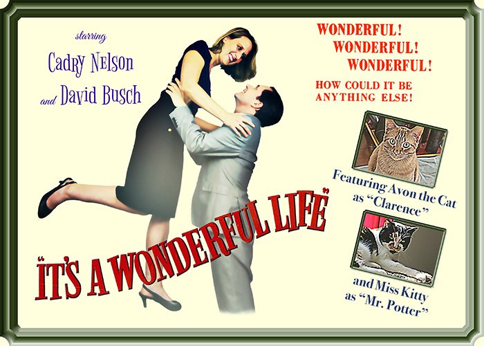 Christmas card that spoofs It's a Wonderful Life poster.