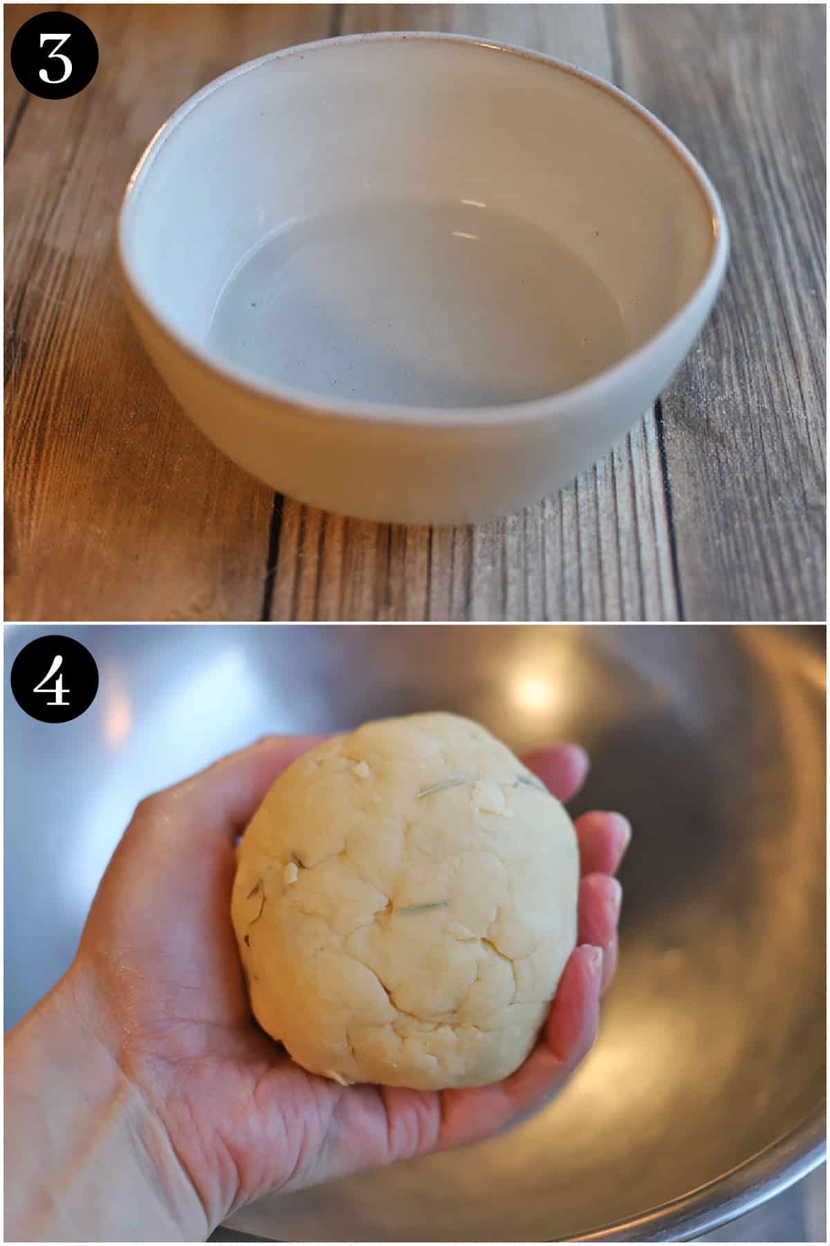 Collage showing how to form dough ball.