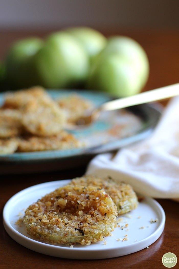 Vegan fried green tomatoes in the air fryer or stove Cadry's Kitchen