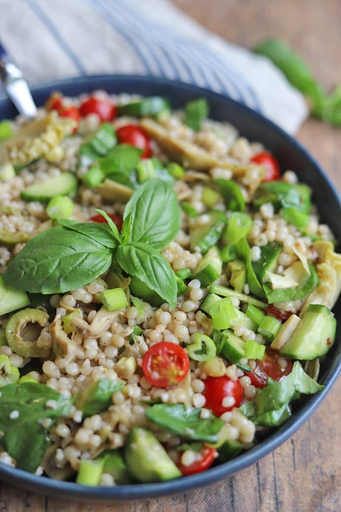 Israeli couscous salad with olives & artichokes Cadry's Kitchen