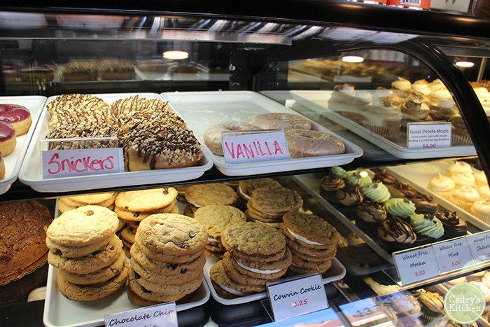Vegan doughnuts, cookies, and cupcakes at Sticky Fingers Bakery.