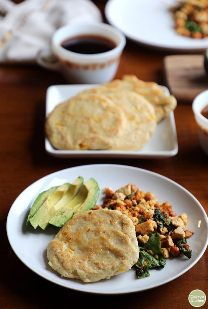 Vegan corn cakes Gluten free breakfast Cadry's Kitchen