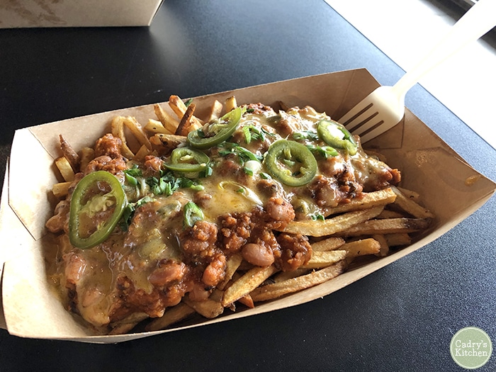 Chili cheese fries at Dirt Burger in Des Moines, Iowa.