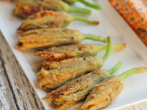 Fried squash blossoms with cashew cheese (vegan) - Cadry's Kitchen