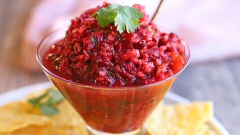 Tangy cranberry salsa with jalapeño, orange, and lime - Cadry's