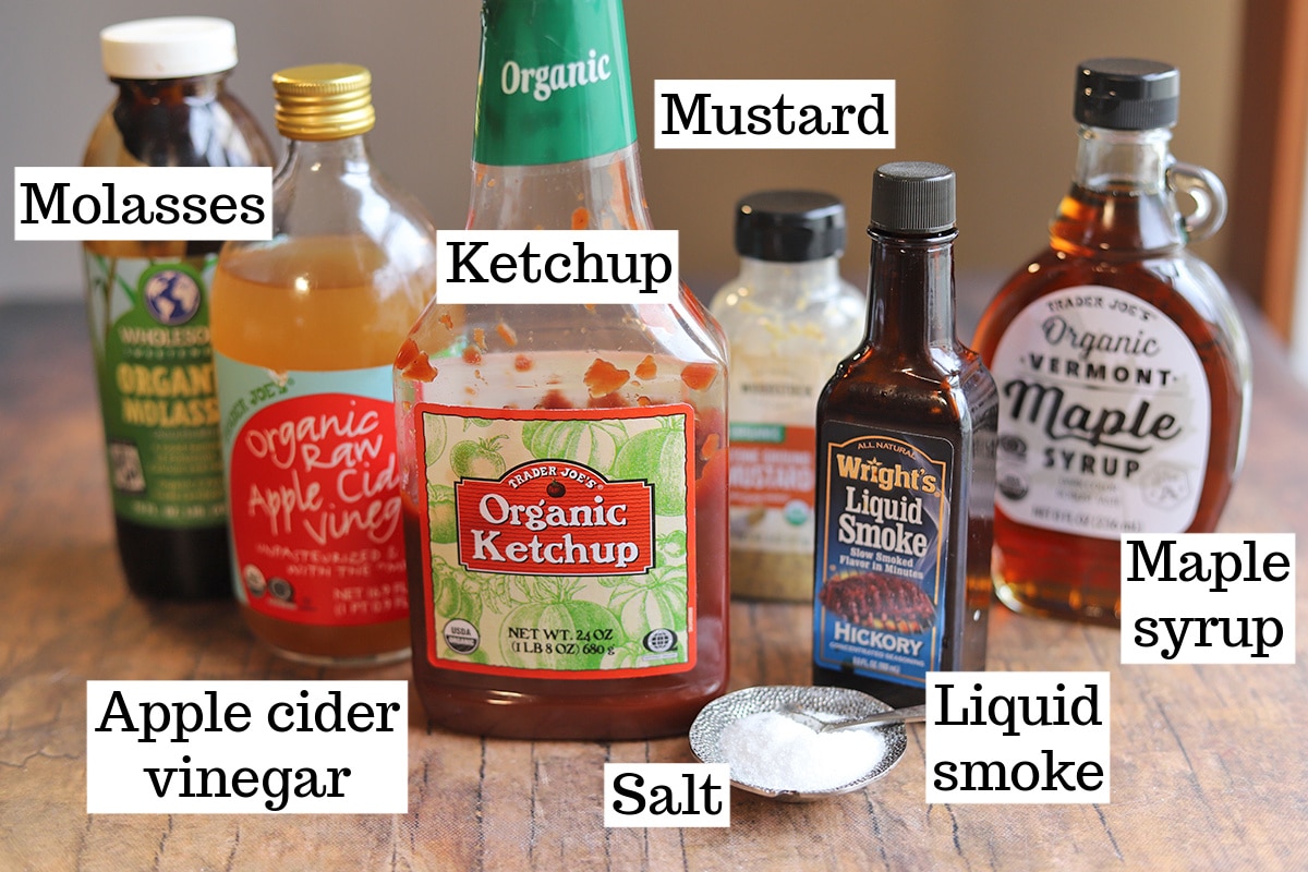 Labeled ingredients for barbecue sauce.