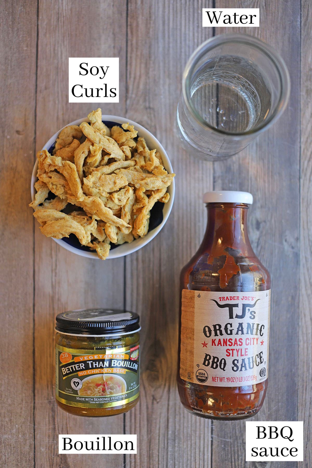 Labeled ingredients for BBQ Soy Curls.