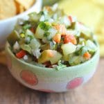 Bowl with pickle salsa.