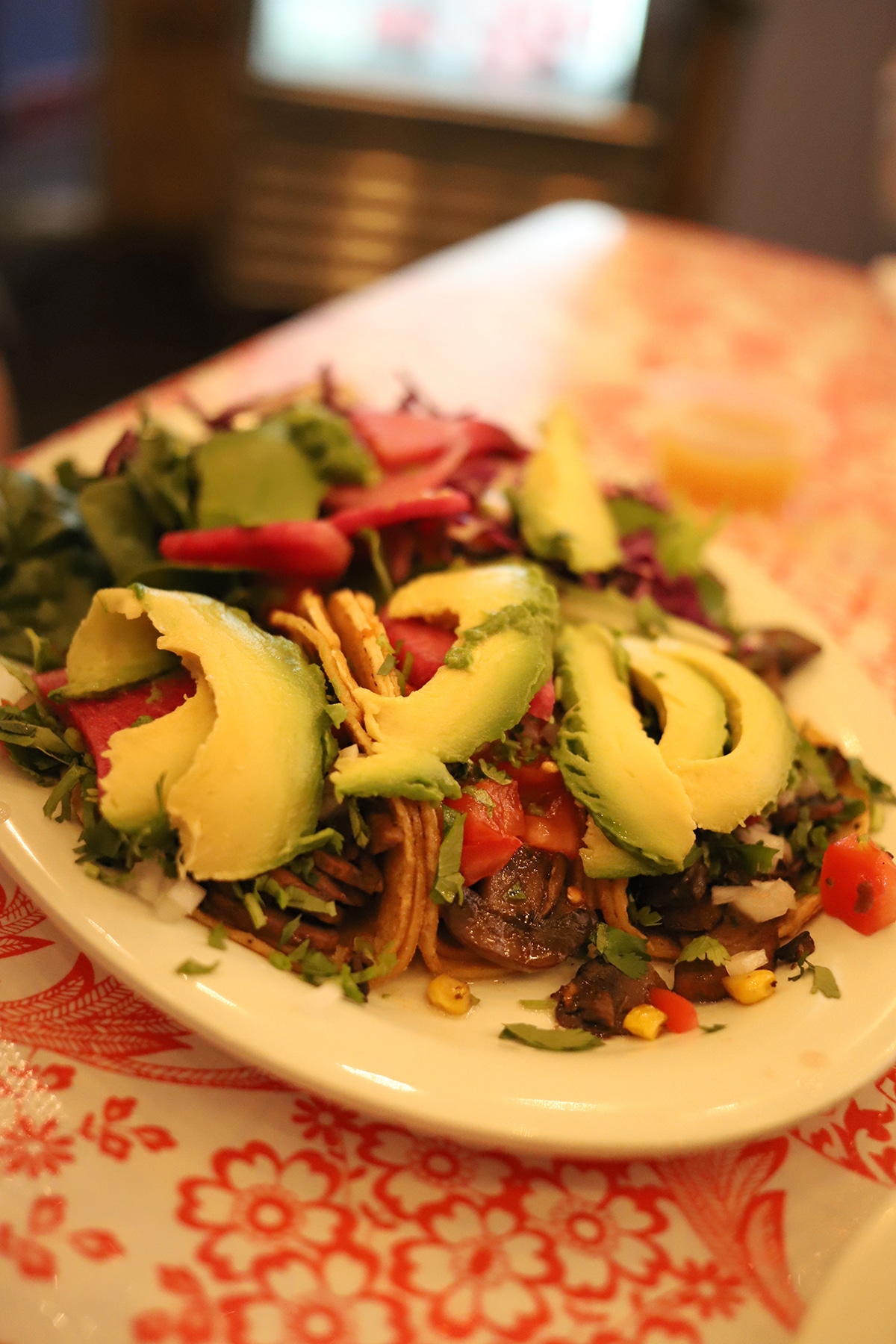 Mushroom tacos with salad.
