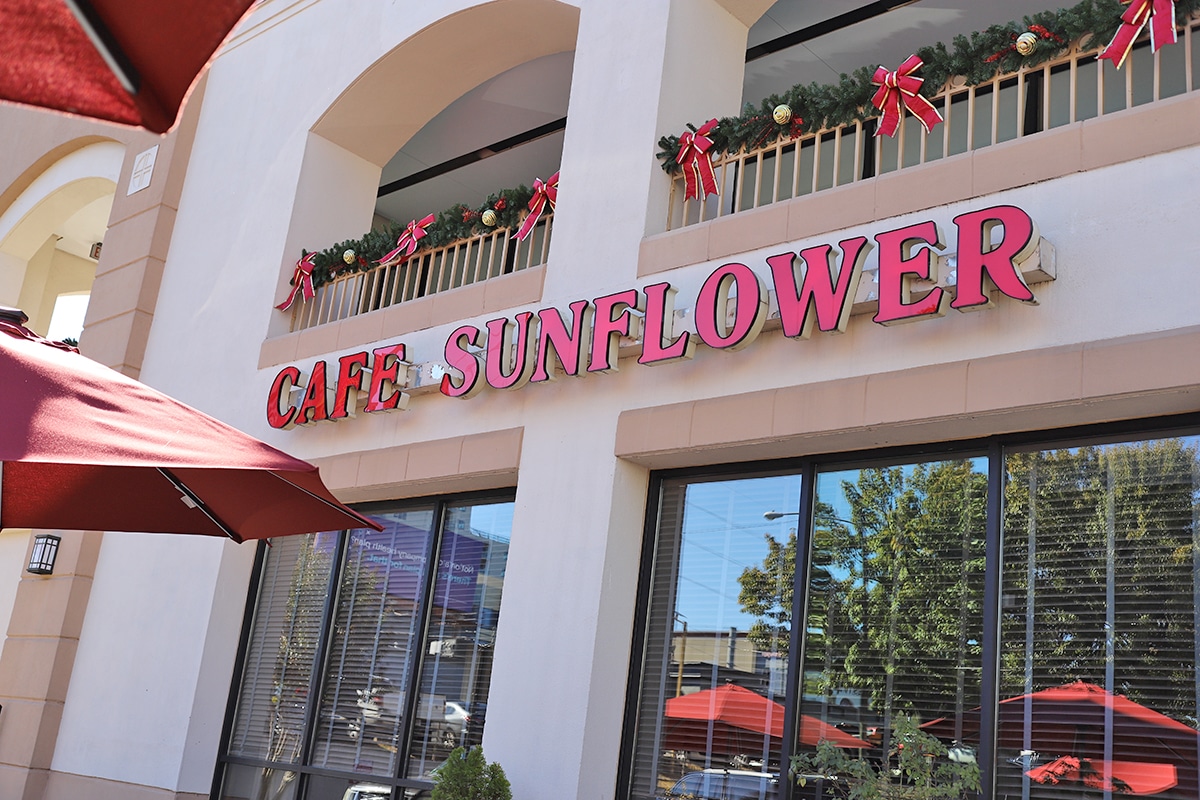 Exterior Cafe Sunflower, vegan restaurant in Atlanta, Georgia.