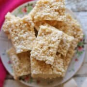 Platter of vegan rice crispy treats.