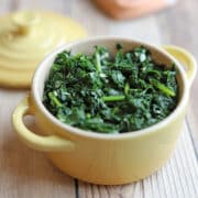 Cocotte with garlicky sauteed turnip greens.