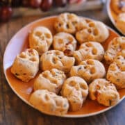 Vegan Halloween sun-dried tomato, basil, and garlic butter in skull molds.