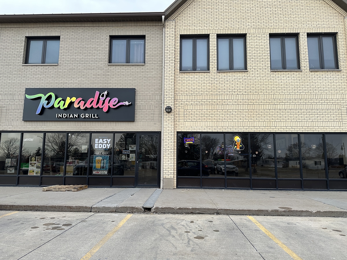 Exterior Paradise Indian Grill in North Liberty, Iowa.