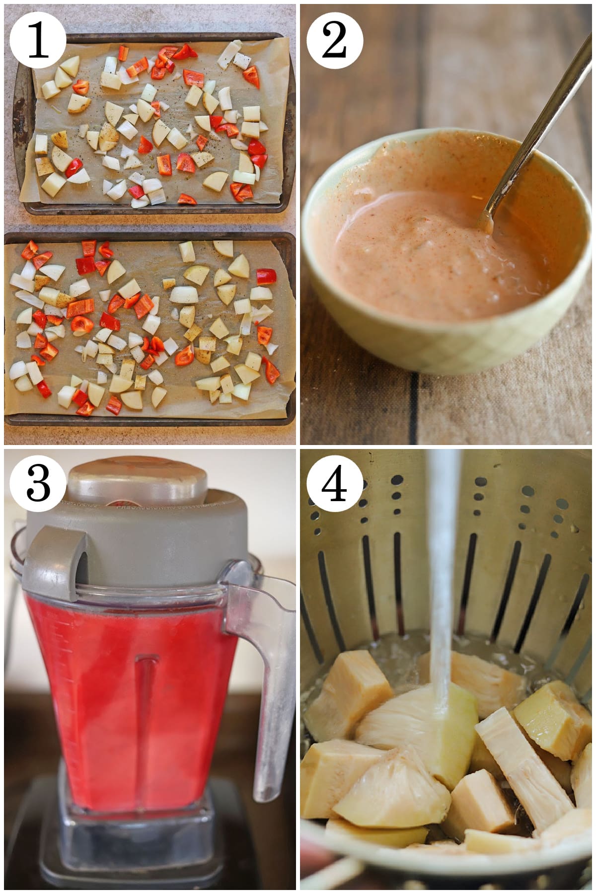 How to make roasted potato hash, vegan Thousand Island dressing, and jackfruit corned beef brine.