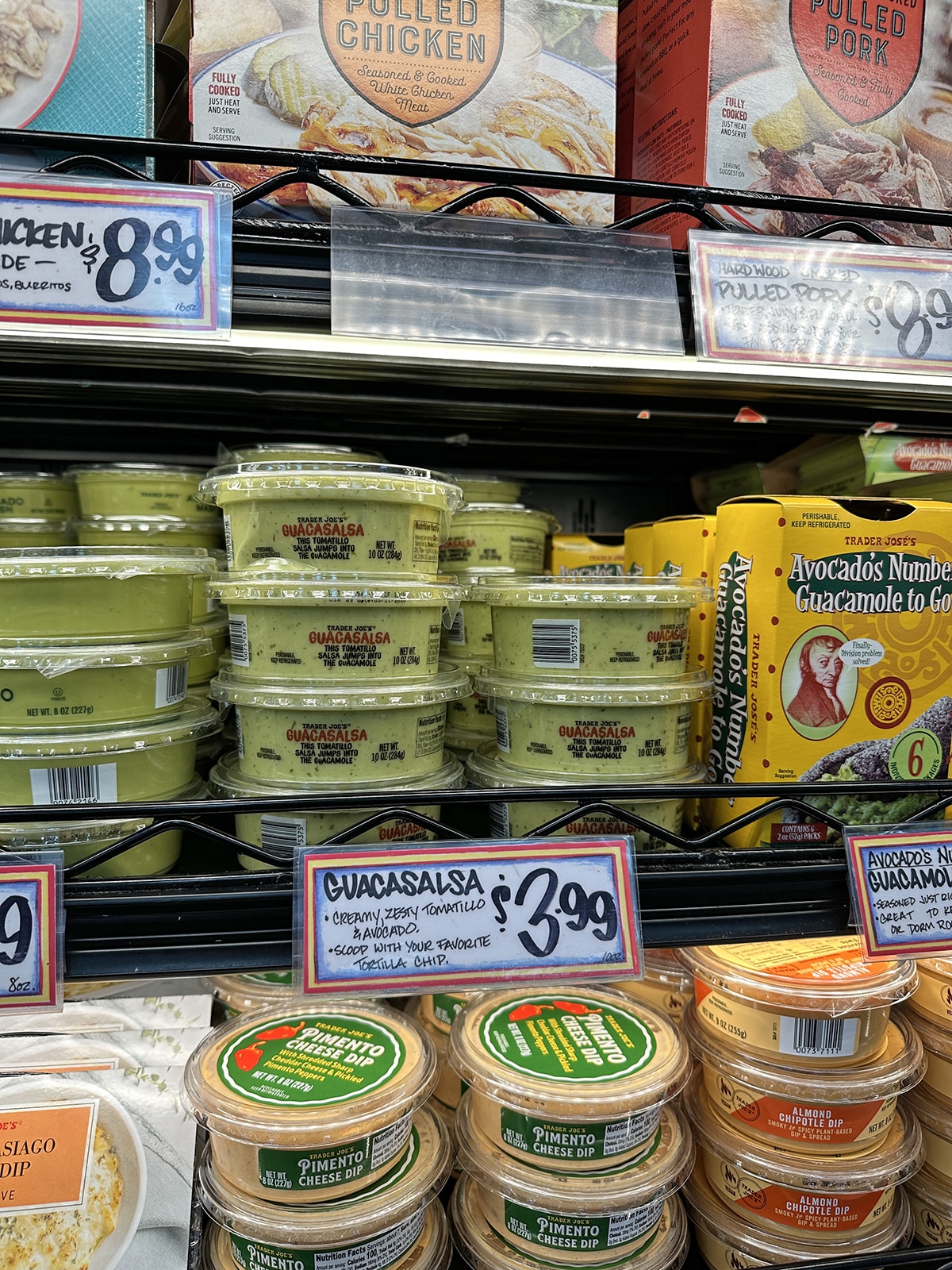 Guacasalsa on display at Trader Joe's in refrigerated case.