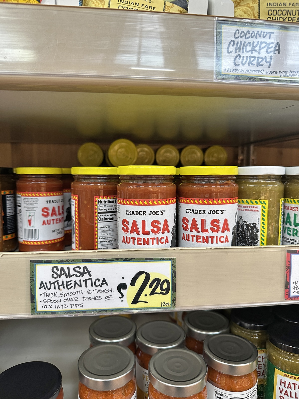 Salsa autentica on display at Trader Joe's.