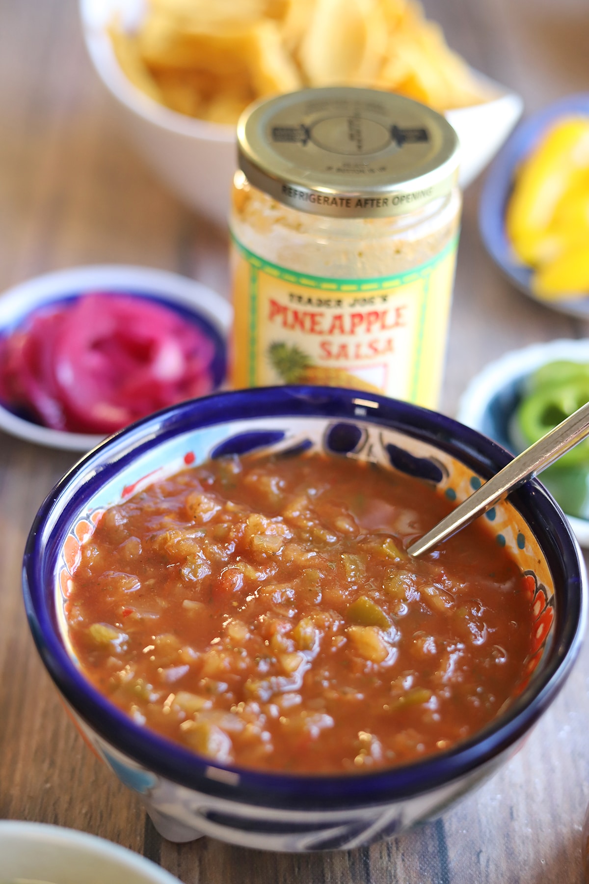 Trader Joe's pineapple salsa in bowl.