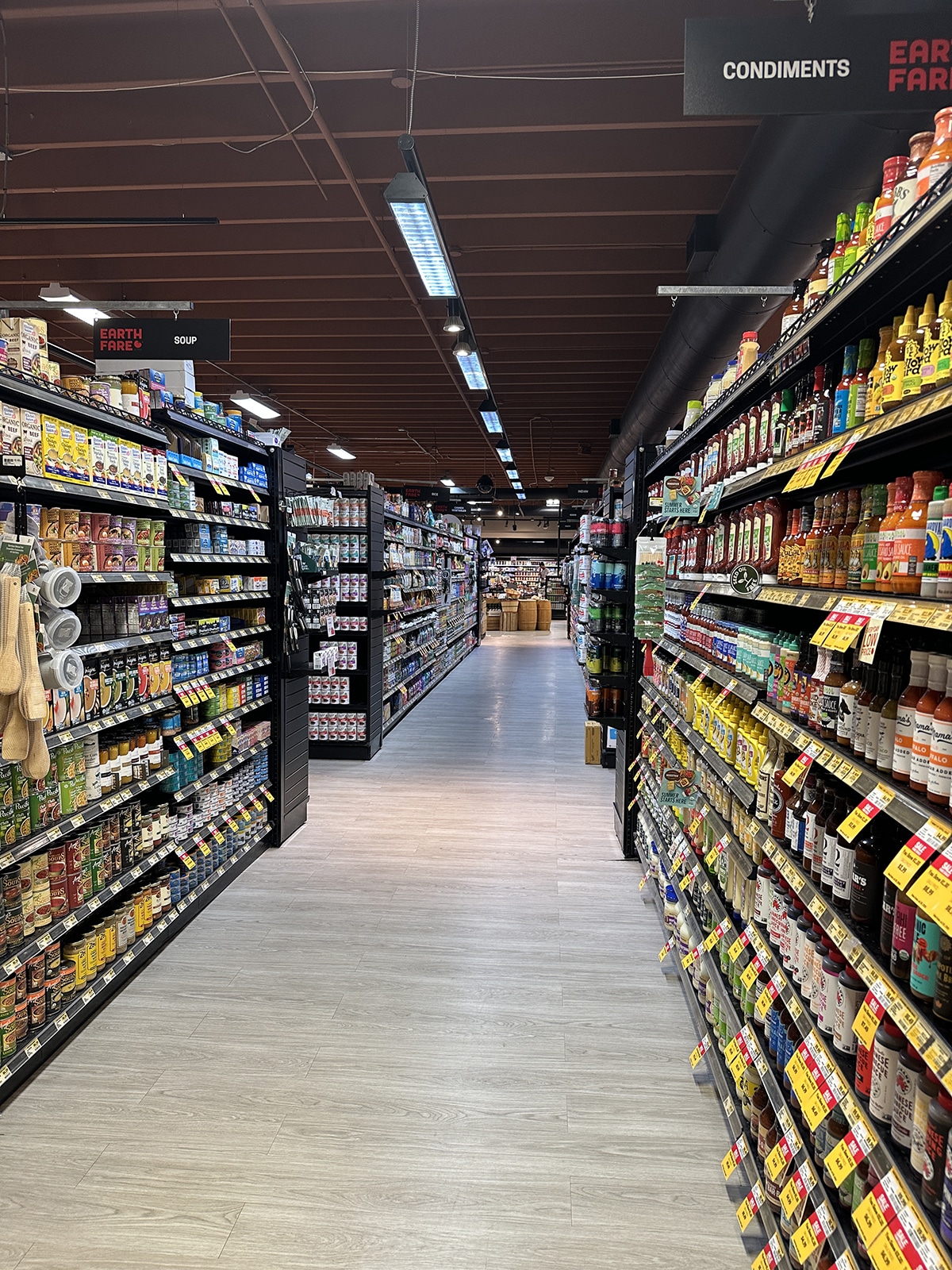 Rows of products at Earth Fare in Asheville, North Carolina.