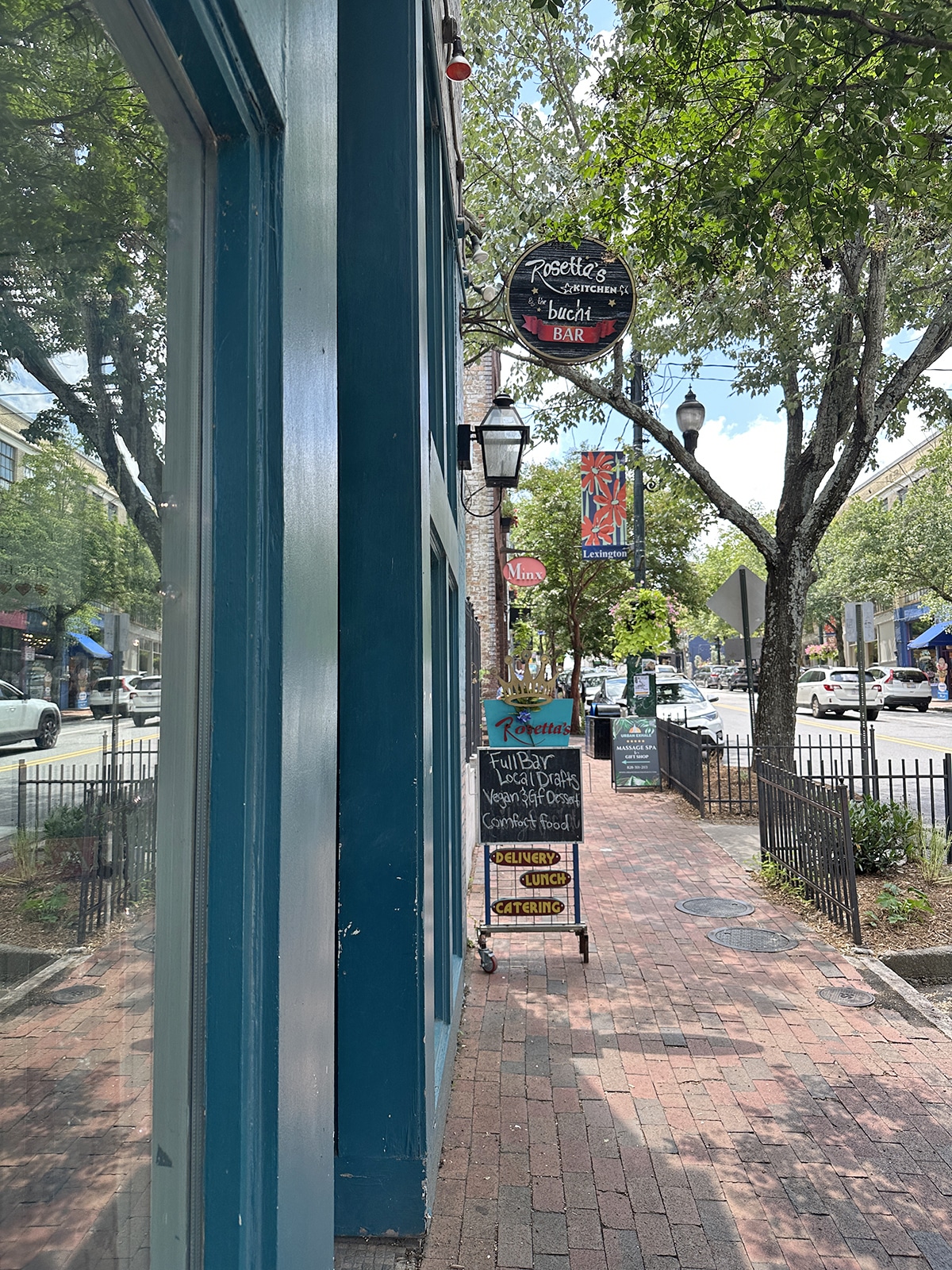 Exterior Rosetta's Kitchen and sidewalk.